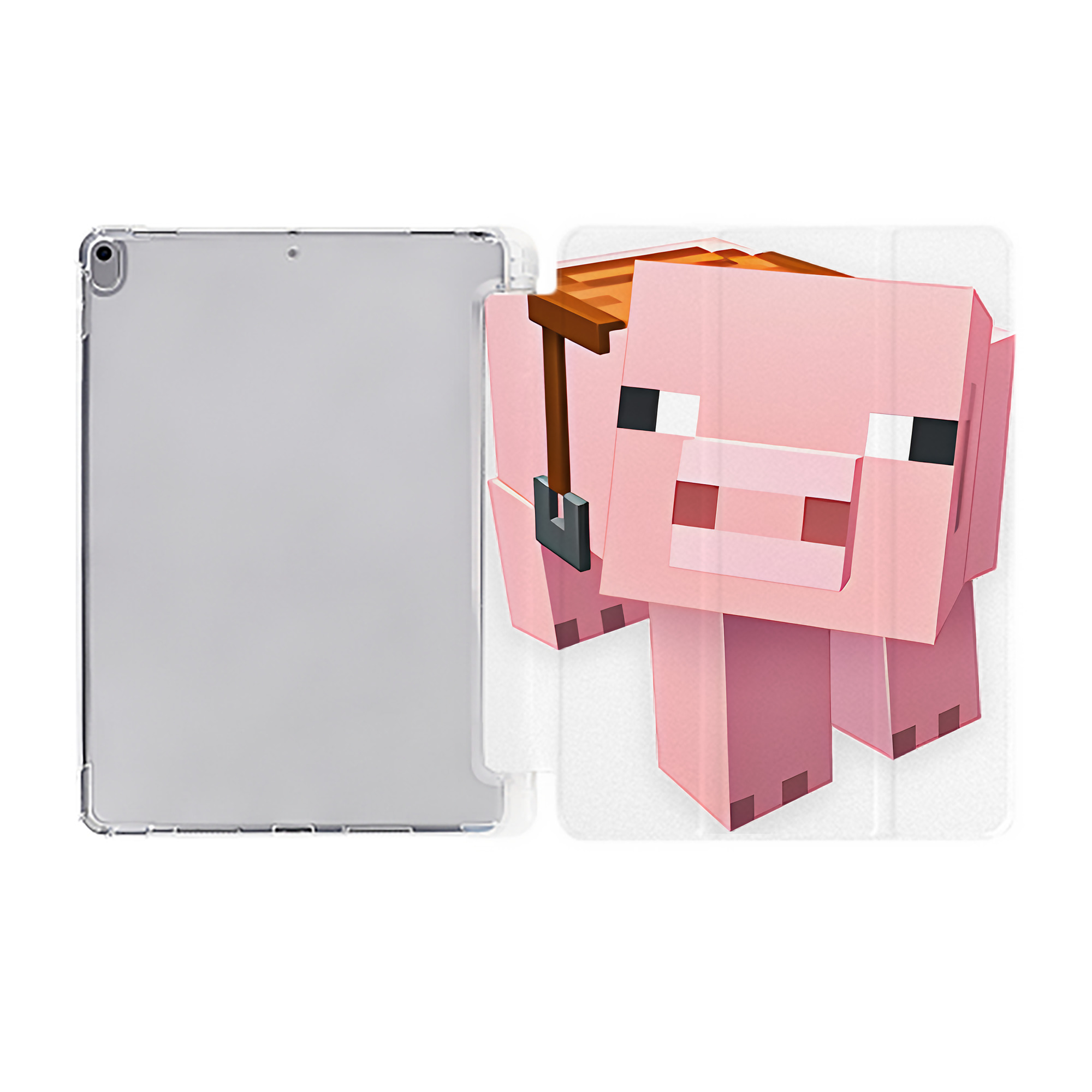 （画像用） マインクラフト ブロックの世界 Minecraft MC Block world IPad ケース ペン収納付き 三つ折りスタンド PUレザー×シリコン 対応機種9.5/10.5/10.9インチ